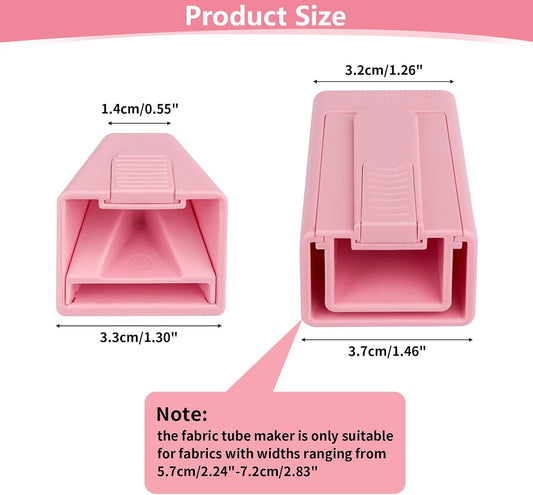 2PCS Upgraded Bias Tape Makers Fabric Tube Maker for Fabric Roll Rugs Bias Binding Tape Making Tool for DIY Crafting and Quilting Sewing Supplies Machine with Instruction (2PCS Pink)