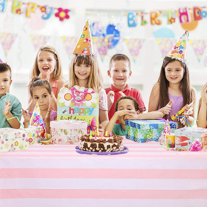 Kesfey Pink Striped Tablecloth Picnic Vertical Stripe Table Cover 3 Packs