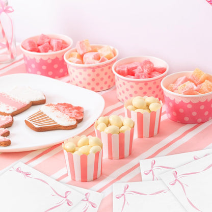 50 Pcs Pink Bow Paper Napkins Bachelorette Decorations Bow Theme Birthday Party, Bridal Engagement Decor, Girl Baby Shower Table Decor Party Supplies，6.5"*6.5"