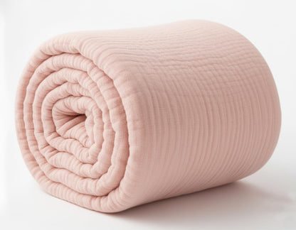 100% Organic Cotton Muslin Blankets for Adults, Girls, 60"x80", Plant Dyed, Breathable Lightweight Gauze Summer Throw Blankets for Couch, Napping, All Season (Soft Pink)