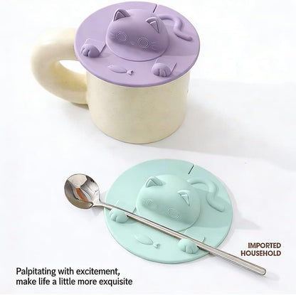 Silicone Tea Bag Holder,Tea Bag Mug Topper,Cat-Designed Cup Cover with Bag Holder Mug Lid for Coffee Milk Tea Dishwasher Safe (Light Pink,2pcs)