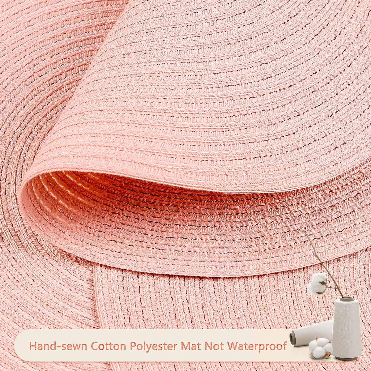 Round Braided Placemats Set of 4 Place mats for Dining Tables Woven Heat Resistant Table Mats 15 inch (Pink,4pcs)