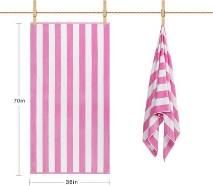 LULUHOME Oversized Beach Towel 36x70 Inch,100% Cotton,Striped Pool Towel