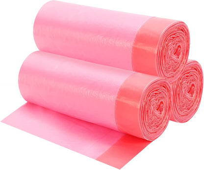 4 Gallon Drawstring Garbage Bags, 3 rolls/60 Counts(Pink)