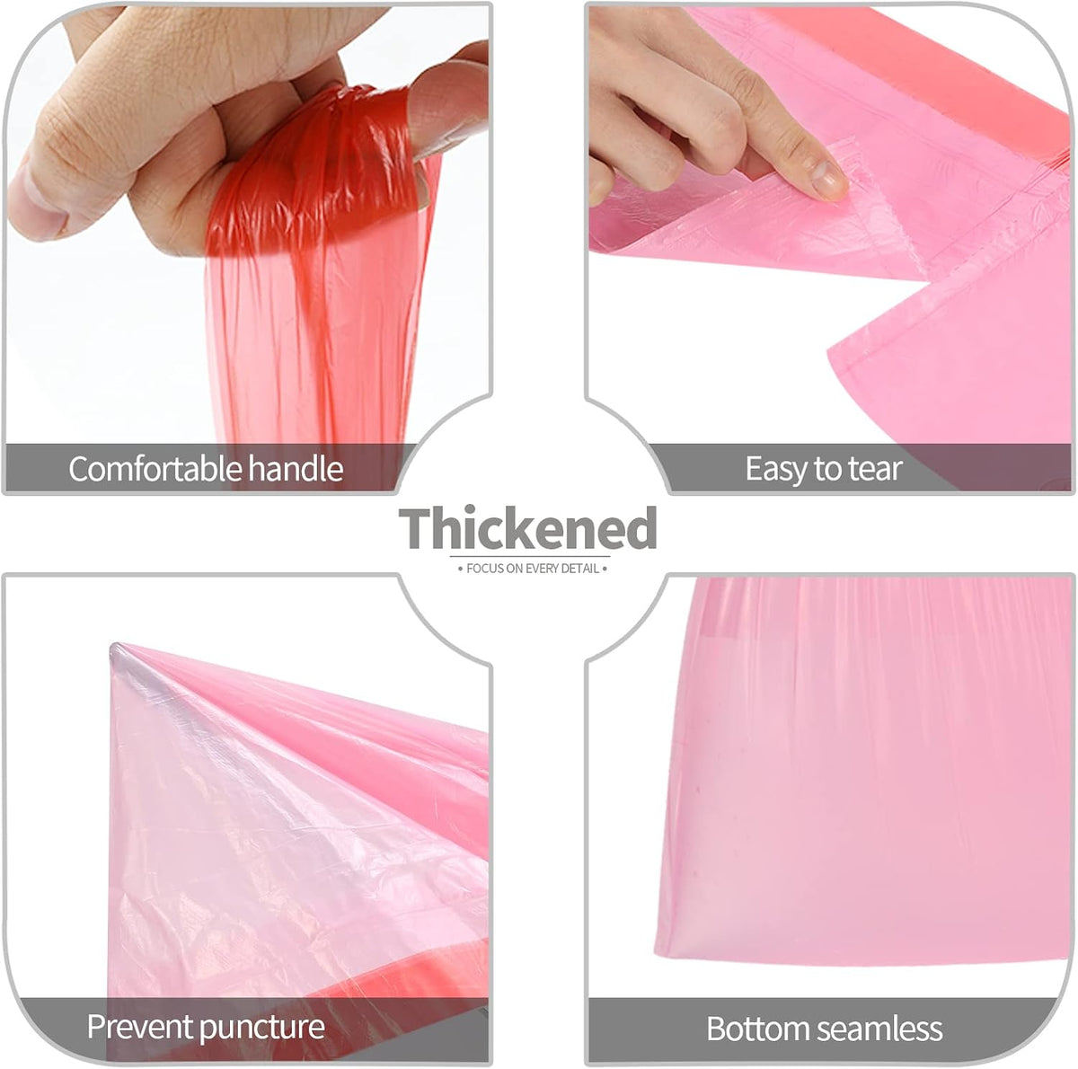 4 Gallon Drawstring Garbage Bags, 3 rolls/60 Counts(Pink)