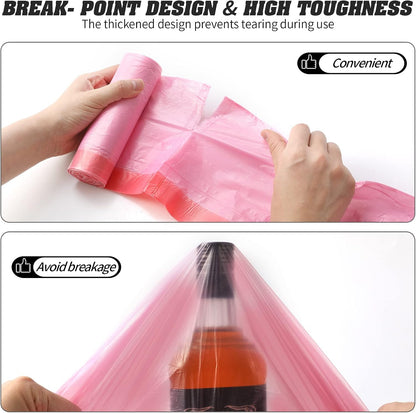4 Gallon Drawstring Garbage Bags, 3 rolls/60 Counts(Pink)