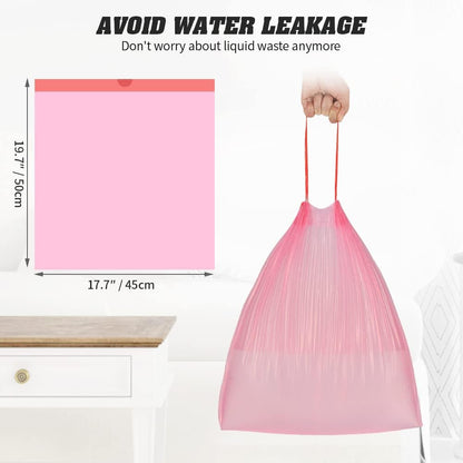 4 Gallon Drawstring Garbage Bags, 3 rolls/60 Counts(Pink)