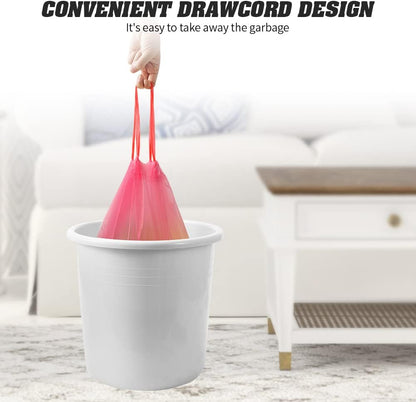 4 Gallon Drawstring Garbage Bags, 3 rolls/60 Counts(Pink)