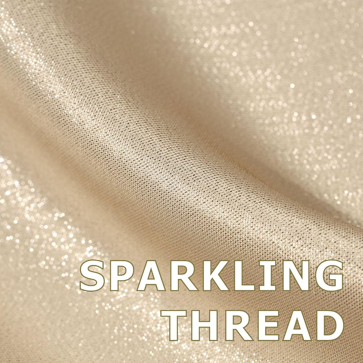 Champagne Gold Glitter Shower Curtain: Waterproof Washable, 72Lx72W