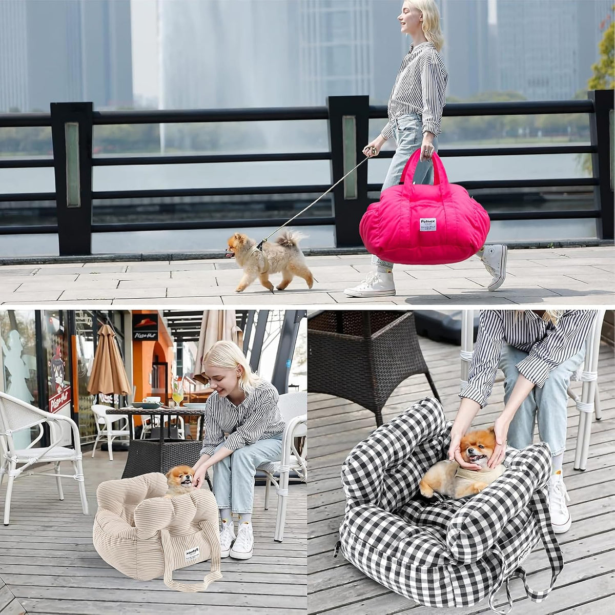 Dog Car Seat for Small Dogs, Portable Puppy Car Seat of Easy Installation, Fashionable Pet Carrier Bag with Large Pockets, Machine Washable Dog Booster Seat (Pink)