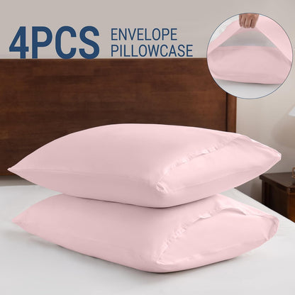 Pillow Cases Standard 4 Pack, (20x26, Pink)
