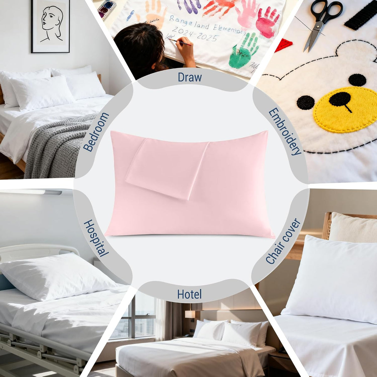 Pillow Cases Standard 4 Pack, (20x26, Pink)