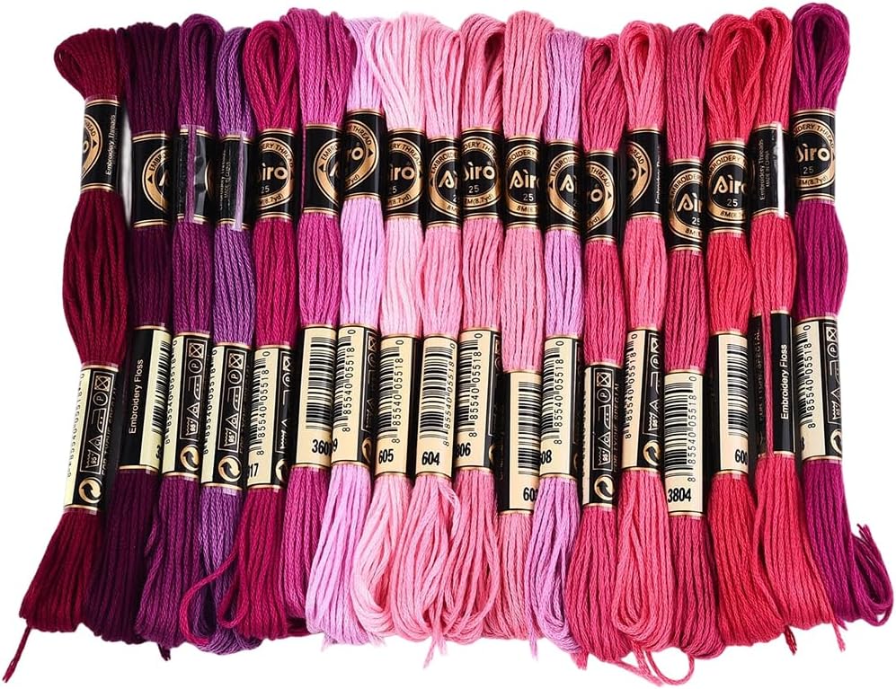 18 Skeins 6 Strands Pink Embroidery Thread Floss for Hand Sewing