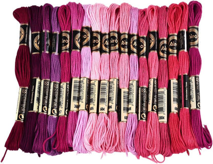 18 Skeins 6 Strands Pink Embroidery Thread Floss for Hand Sewing