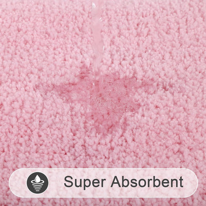 Pink Bathroom Rugs Sets 3 Piece Bath Mat U Shaped Toilet Rug