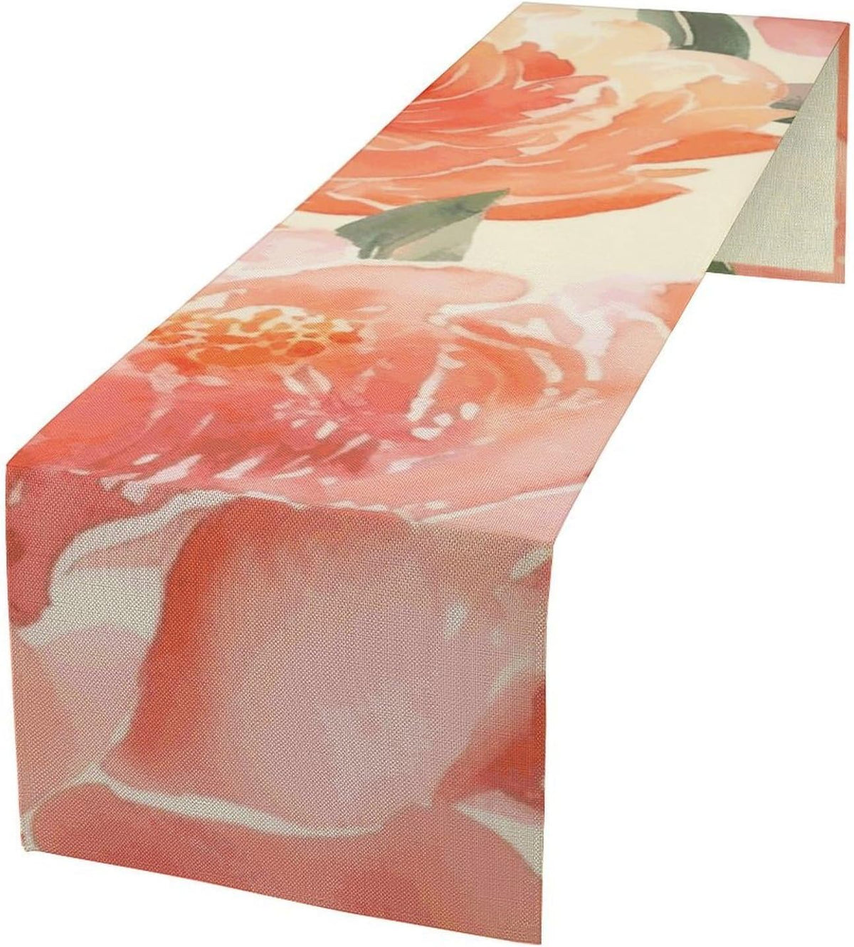 Peach Peony Table Runner 13x72 Inch Linens Burlap Table Runner with Tassels Boho Farmhouse Table Runner for Kitchen Home Christmas Halloween Party Table Decor Tablecloth