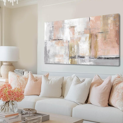 Canvas Art Gold Wall Decor for Girl Pink Pictures for Living Room Wall Decoration Abstract Wall Art White Modern Painting Pictures 20"x40"
