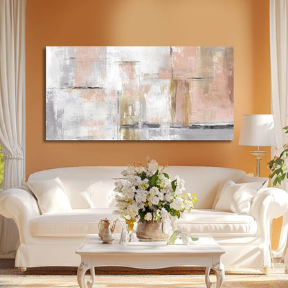 Canvas Art Gold Wall Decor for Girl Pink Pictures for Living Room Wall Decoration Abstract Wall Art White Modern Painting Pictures 20"x40"