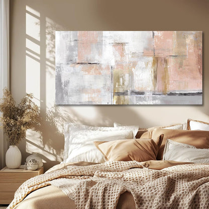 Canvas Art Gold Wall Decor for Girl Pink Pictures for Living Room Wall Decoration Abstract Wall Art White Modern Painting Pictures 20"x40"