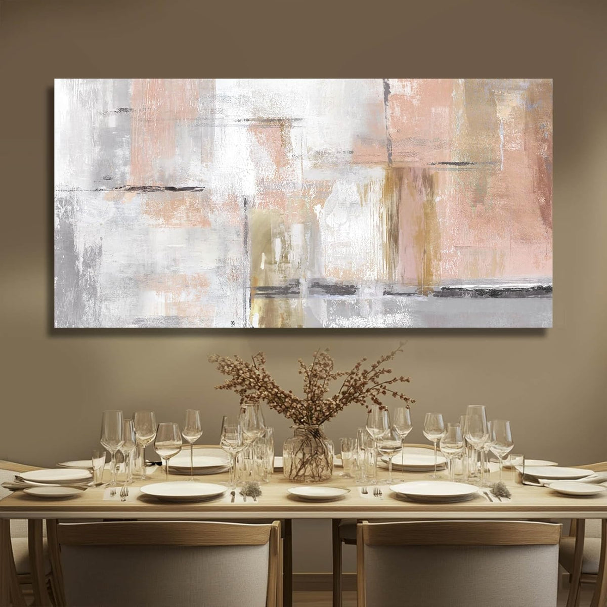 Canvas Art Gold Wall Decor for Girl Pink Pictures for Living Room Wall Decoration Abstract Wall Art White Modern Painting Pictures 20"x40"