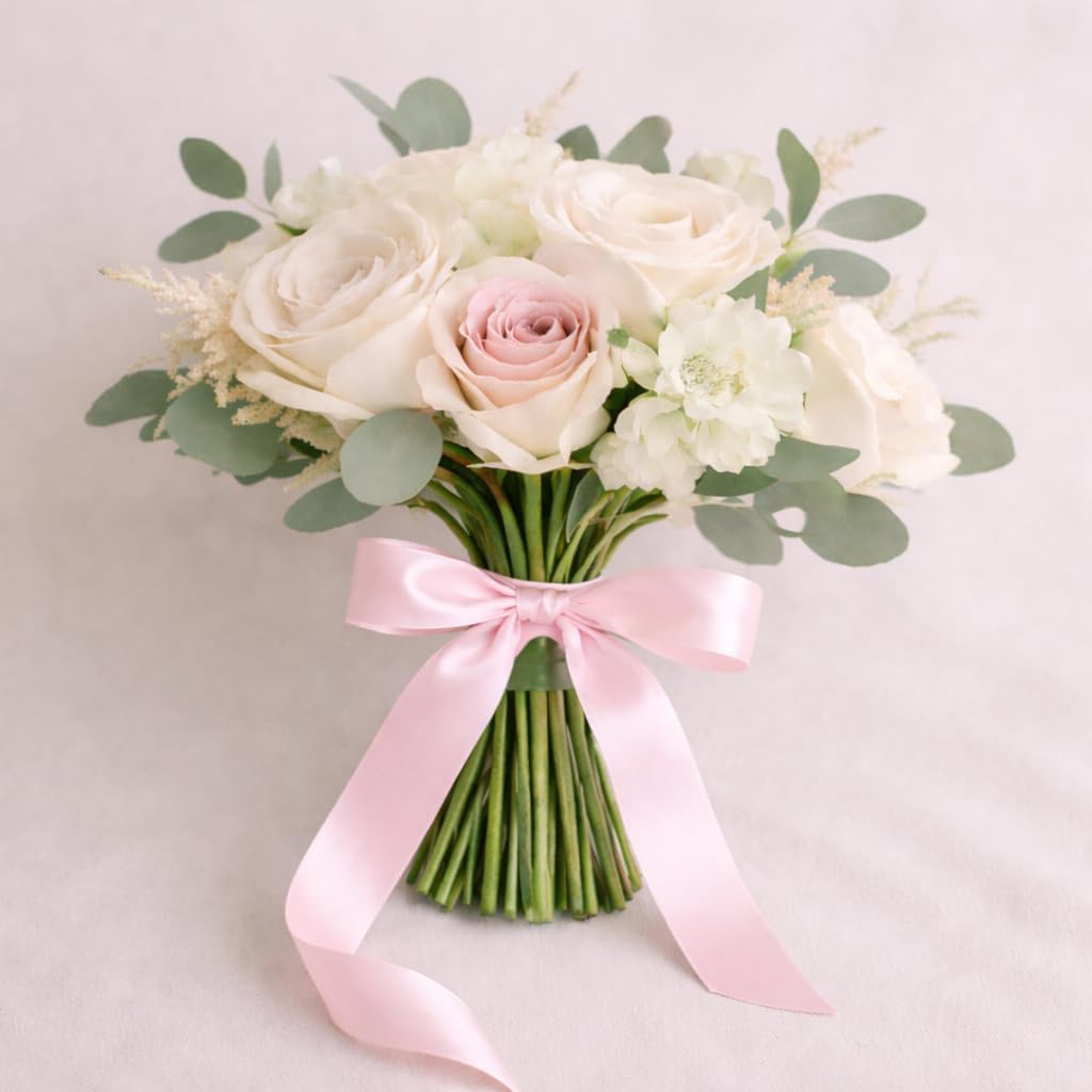 Pale Pink Ribbon 1-1/2 Inch 36 Yards Baby Shower Decor, Easter Wide Pastel Fabric Ribbon Roll for Gift Wrapping, Wedding Decorations, Hair Bows, Floral Arrangements & DIY Crafts