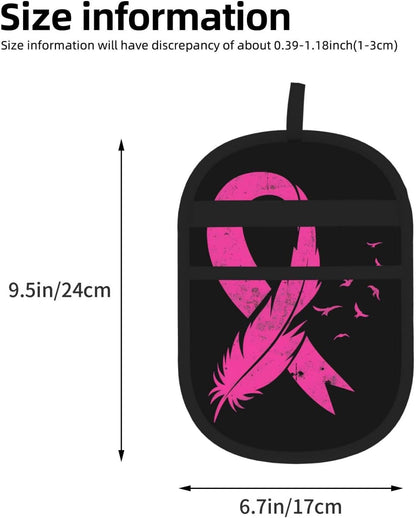 Breast Cancer Awareness Pink Ribbon Feather Pet Hair Removal Glove Dogs Hair Remover Glove Cats Fur Removal Tool with Hanging Loop for Couch 6.7X9.5 in