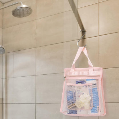 Small Mesh Shower Caddy Portable - Zipper Gym Shower Bag for Travel, Pink