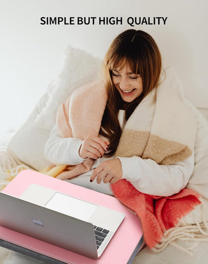 Portable Lap Laptop Desk with Pillow Cushion, Fits up to 15.6 inch Laptop, Lap Stand for Bed & Couch & Carpet, Book Tablet/Drawing Board/Computer Laptop Stand - Pink