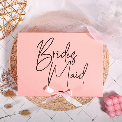 8 Pack Pink Bridesmaid Proposal Box with Ribbon, 7.87 x 10.6 Inch