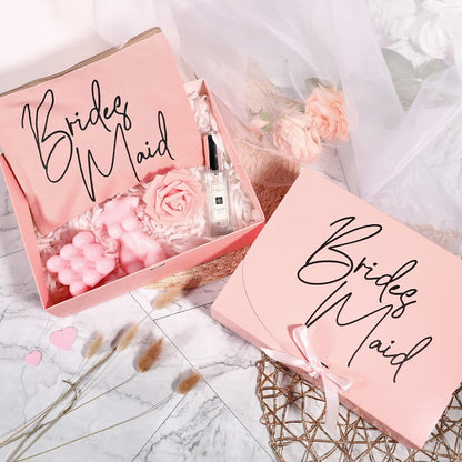 8 Pack Pink Bridesmaid Proposal Box with Ribbon, 7.87 x 10.6 Inch