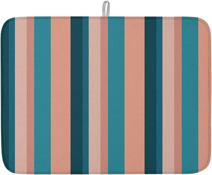 Dish Drying Mat Light Blue Pink Stripes Absorbent Dish Drying Mat Pad for Kitchen Countertops,Sinks,Dish Drainer Racks Geometric Vertical Striped Dish Drying Pad 18x24in