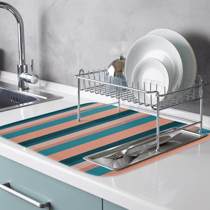 Dish Drying Mat Light Blue Pink Stripes Absorbent Dish Drying Mat Pad for Kitchen Countertops,Sinks,Dish Drainer Racks Geometric Vertical Striped Dish Drying Pad 18x24in
