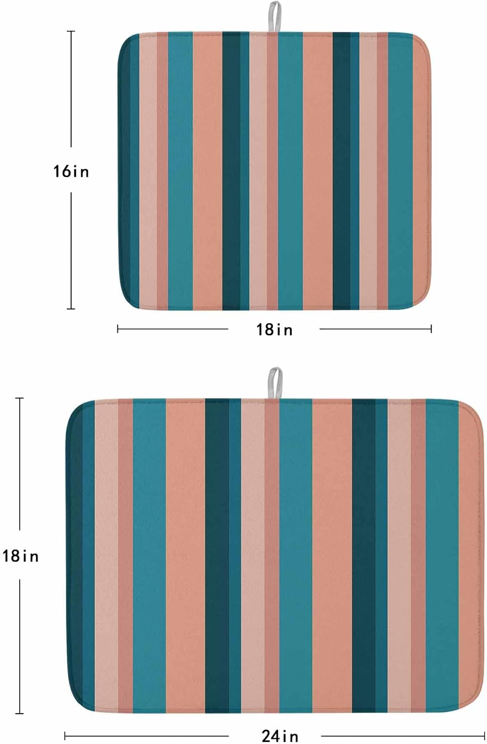 Dish Drying Mat Light Blue Pink Stripes Absorbent Dish Drying Mat Pad for Kitchen Countertops,Sinks,Dish Drainer Racks Geometric Vertical Striped Dish Drying Pad 18x24in