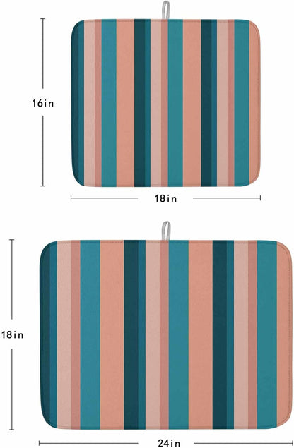 Dish Drying Mat Light Blue Pink Stripes Absorbent Dish Drying Mat Pad for Kitchen Countertops,Sinks,Dish Drainer Racks Geometric Vertical Striped Dish Drying Pad 18x24in