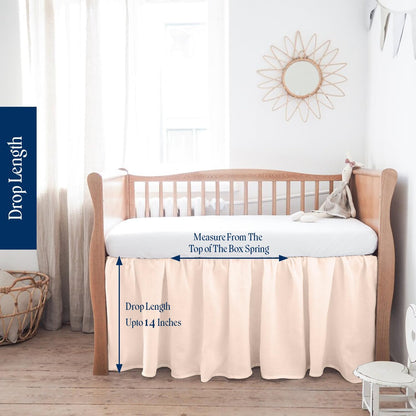 Ruffled Crib Bed Skirt Mini - 24x42 Inch Nursery Toddler Ruffle Bedding Skirt 14" Deep Drop for Baby Girls, Boys, Soft and Breathable Microfiber Crib Bed Skirt Peach