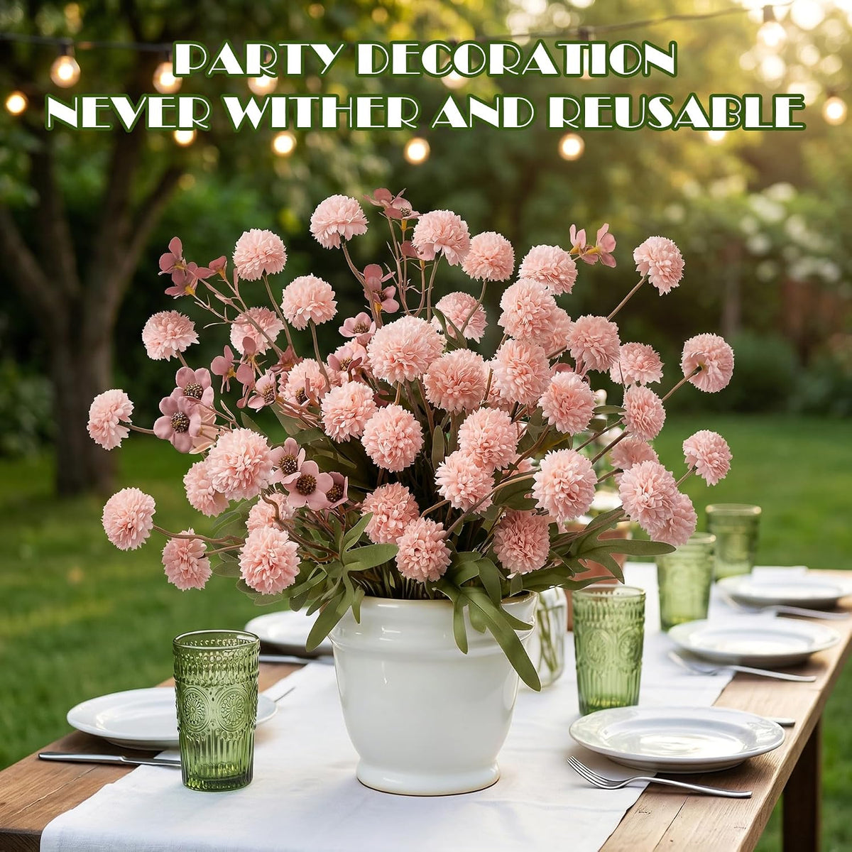 8PCS Pink Fake Flowers Artificial Chrysanthemum Faux Mums Matching 2PCS Rose Red Daisy Faux Flowers for Vase Fall Long Stems Flower Silk Flower for Home Decor Wedding Decor (20.5In,No Vase)