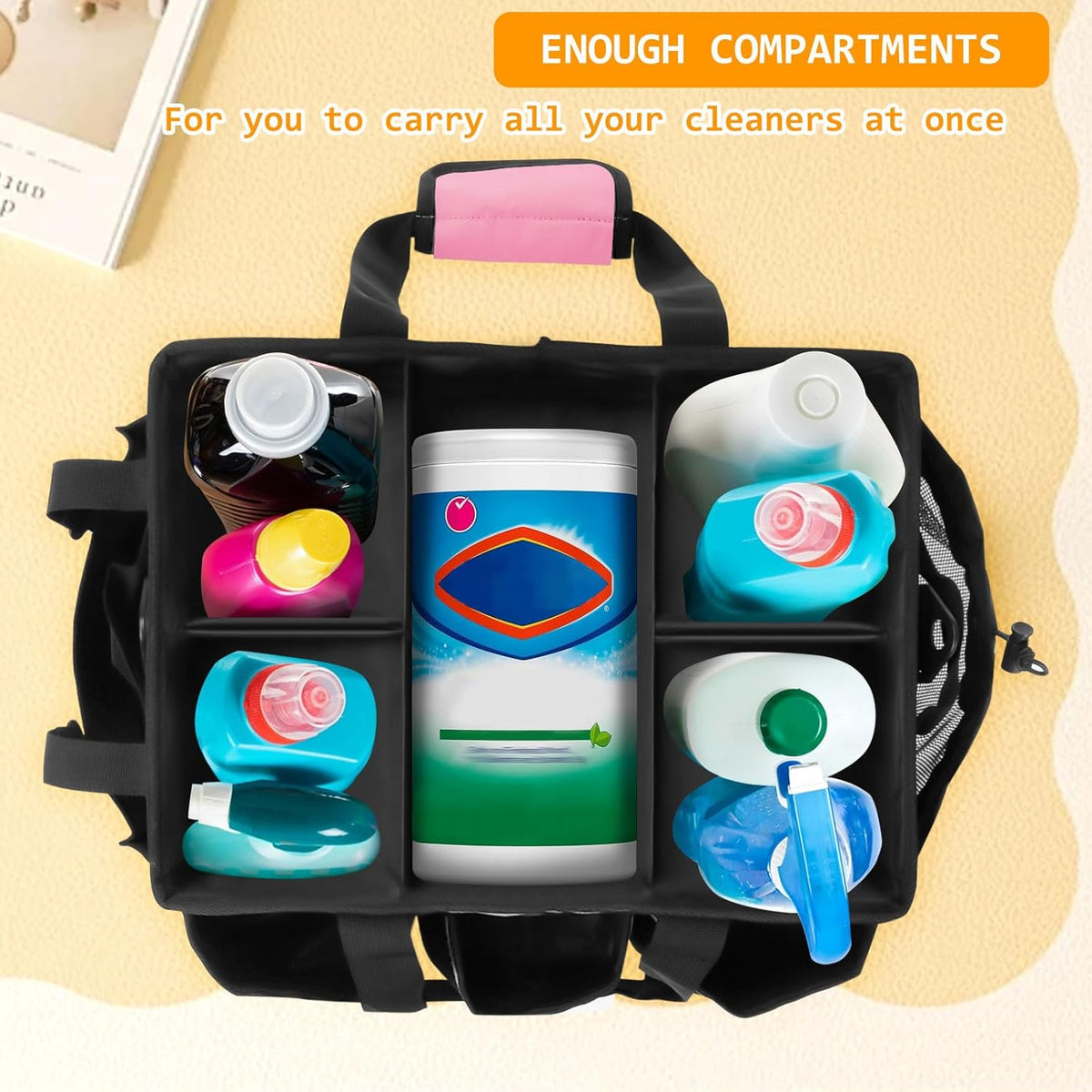 Cleaning Bags for Housekeepers, Cleaning Supply Caddy Under Sink (Pink)