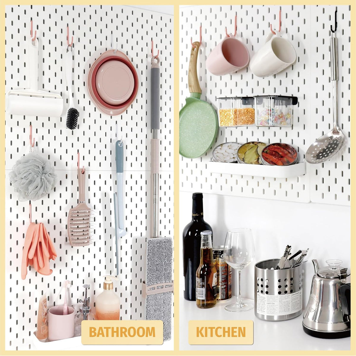 Pink Pegboard S Hooks for IKEA SKADIS, 16 Pack