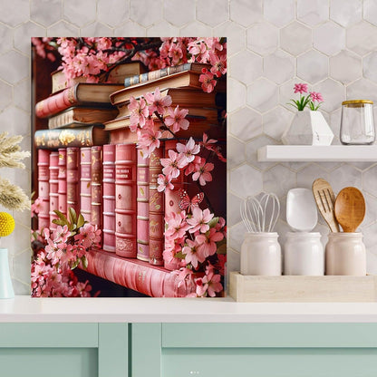 Diamond Art Kits for Adults Pink Bookshelf Diamond Painting Kit 12x16in