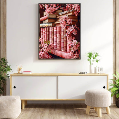 Diamond Art Kits for Adults Pink Bookshelf Diamond Painting Kit 12x16in
