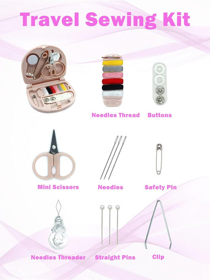 Mini Sewing Kit,Small Travel Size Emergency Pocket Sewing Kit with Buttons,Threads,Scissors,Needles Portable DIY Supplies Needle and Thread Set for Beginner Little Plastic Box