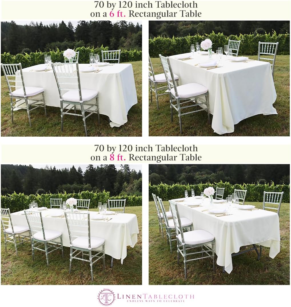 LinenTablecloth 70 X 120 in. Rectangular Polyester Tablecloth Peach