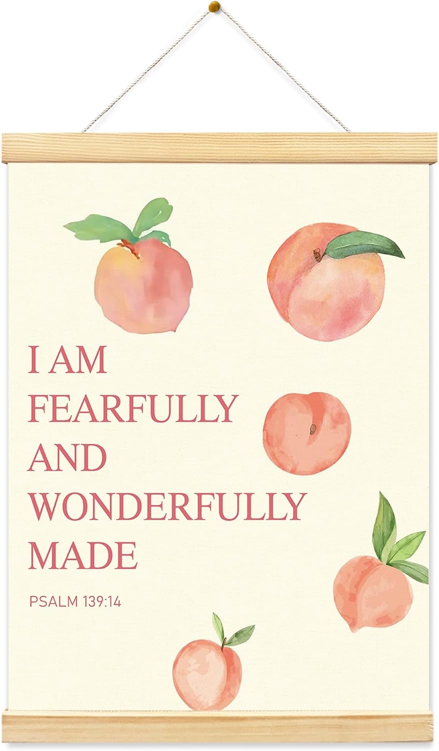 Pink Peach Cute Fruits Wall Art Decor Posters, Coquette Pink Peach Christian Room Bathroom Bedroom Dorm Wall Art Decor Aesthetic for College Teen Girls Gifts, Inspirational Bible Verses Wall Decor, Canvas Hanging Poster Framed 12x16 Inch