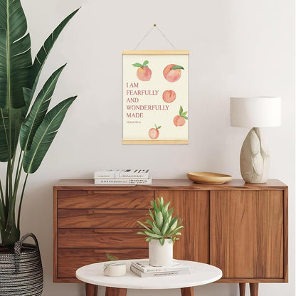 Pink Peach Cute Fruits Wall Art Decor Posters, Coquette Pink Peach Christian Room Bathroom Bedroom Dorm Wall Art Decor Aesthetic for College Teen Girls Gifts, Inspirational Bible Verses Wall Decor, Canvas Hanging Poster Framed 12x16 Inch
