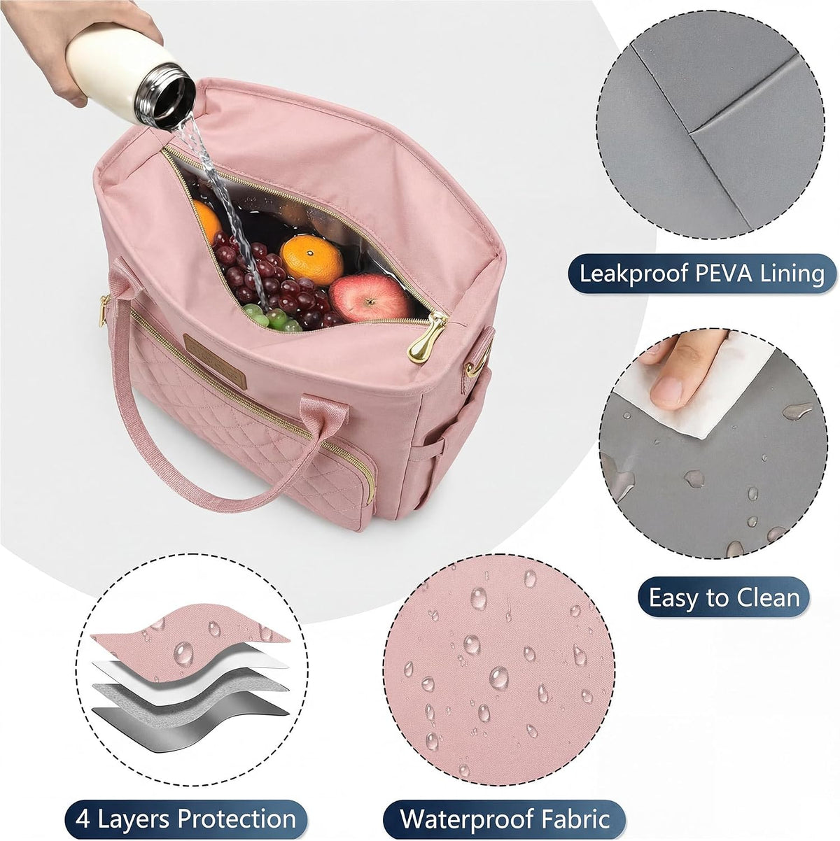 Insulated Lunch Bag Women, Large Tote Lunch Box for Work, 18L