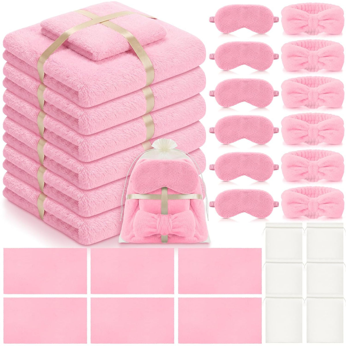 24 Pcs Girls Sleepover Spa Kit Slumber Bachelorette Party,Pink