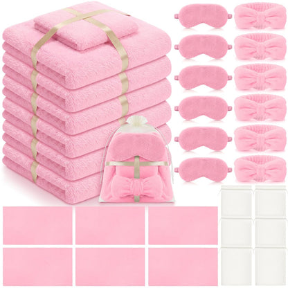 24 Pcs Girls Sleepover Spa Kit Slumber Bachelorette Party,Pink