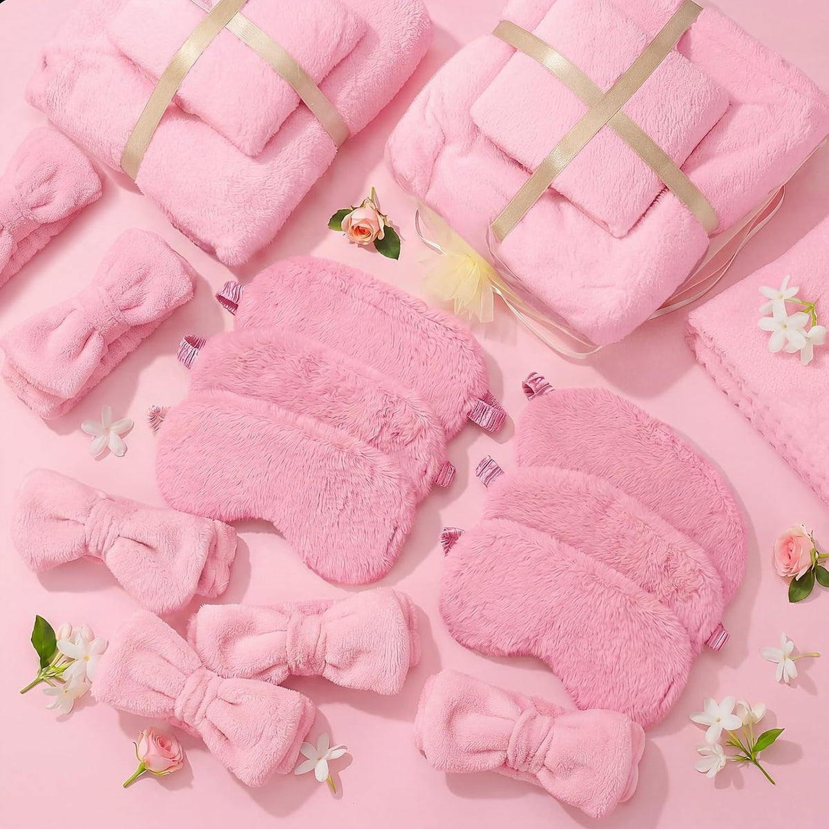 24 Pcs Girls Sleepover Spa Kit Slumber Bachelorette Party,Pink