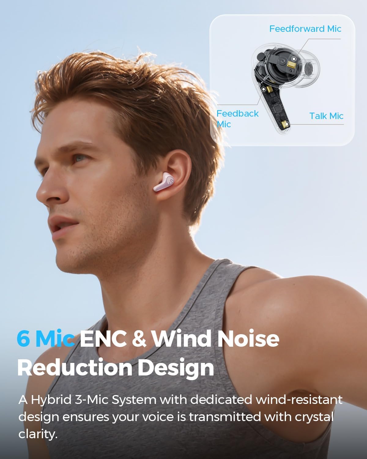 C30 Wireless Earbuds Noise Cancelling Headphones,Pink