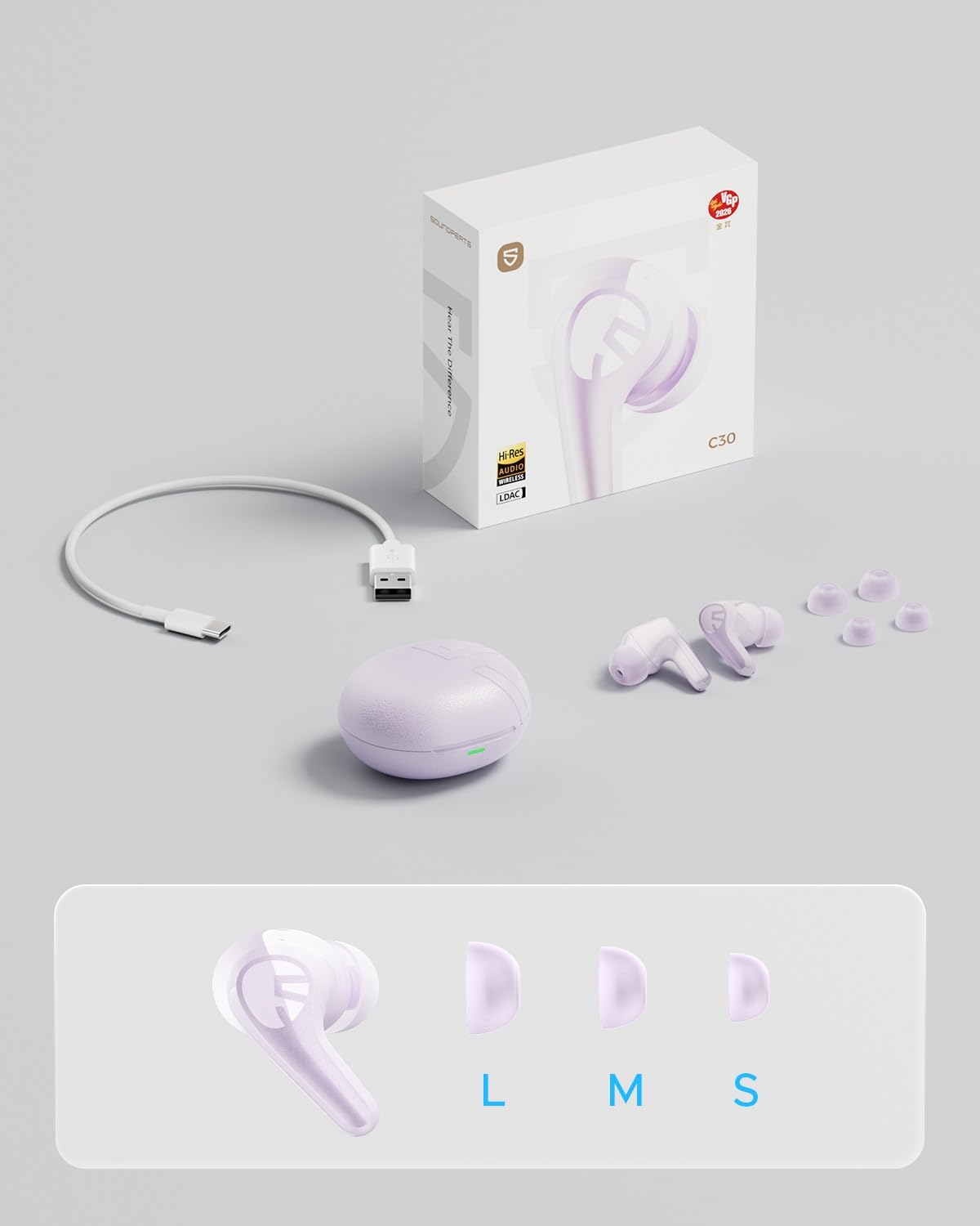 C30 Wireless Earbuds Noise Cancelling Headphones,Pink